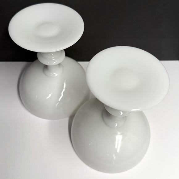 2 Portieux Vallerysthal France White Opaline Champagne Coupe Glasses Goblets VTG - Picture 6 of 6